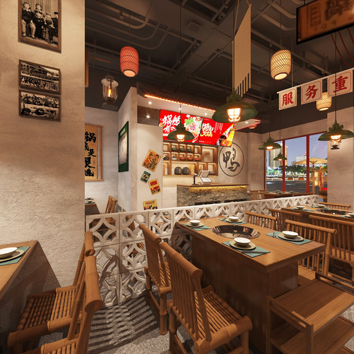 现代火锅店全景