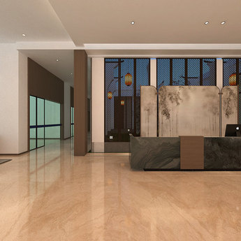 一号楼二层接待厅、大小会议室、男女卫生间、洽谈室方案效果